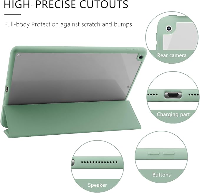 JOYLAND Forest Flamingo Case for iPad Pro 11-inch (M4) 2024 5th Generation,Clear Acrylic Hard Back Green Case with Pencil Holder Trifold Stand Tablet Cover (Model Number:A2836/A2837/A3006)