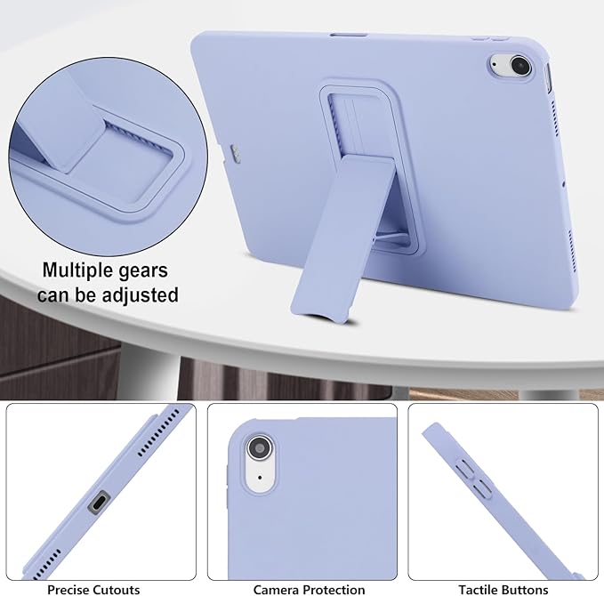 for iPad Air 11-inch M4/M3/M2 (2026/2025/2024) Case, Shockproof Protective Back Cover with Kickstand Slim Shell for Women Men, Lightpurple