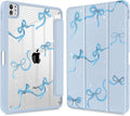 May Chen Case for iPad Pro 11-Inch M5/M4 2025/2024 (6th/5th Generation), Clear Transparent Print Back Shell Slim Stand Shockproof Tablet Cover, Auto Wake/Sleep, Bows Blue