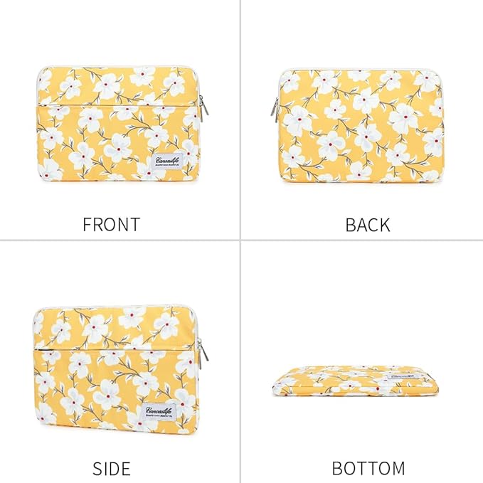 Canvaslife Laptop Sleeve 15 Inch 15 Case and 15.6 Laptop Bag (Yellow Flower)