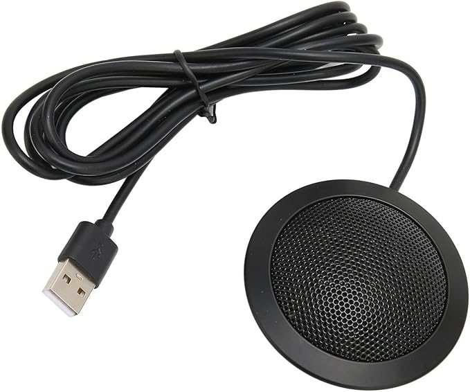 Cyrank USB Conference Microphone, USB Microphone Computer Desktop Mic 360° Omnidirectional Condenser Microphone for Pc Desk Microphone for Video