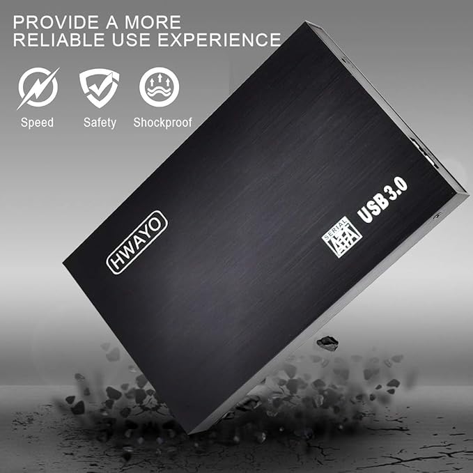 HWAYO 160GB Ultra Slim Portable External Hard Drive USB3.0 2.5'' HDD Storage for PC, Desktop, Laptop, MacBook, Chromebook (Black)