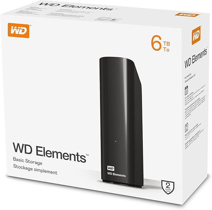 WD 6 TB Elements Desktop External Hard Drive - USB 3.0, Black