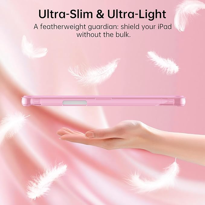 MoKo for iPad mini 7 A17 Pro Case 2024, iPad mini 6th Generation Case 8.3 Inch 2021 with Pencil Holder, Slim Light Trifold Smart Protective Cover with Hard PC Translucent Back Shell, Pink