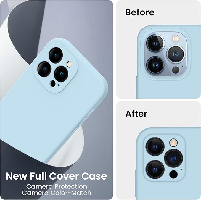 FireNova Designed for iPhone 13 Pro Max Case, Silicone [Camera Protection] Phone Case, Soft Anti-Scratch Microfiber Lining Inside, 6.7 inch, Sky Blue