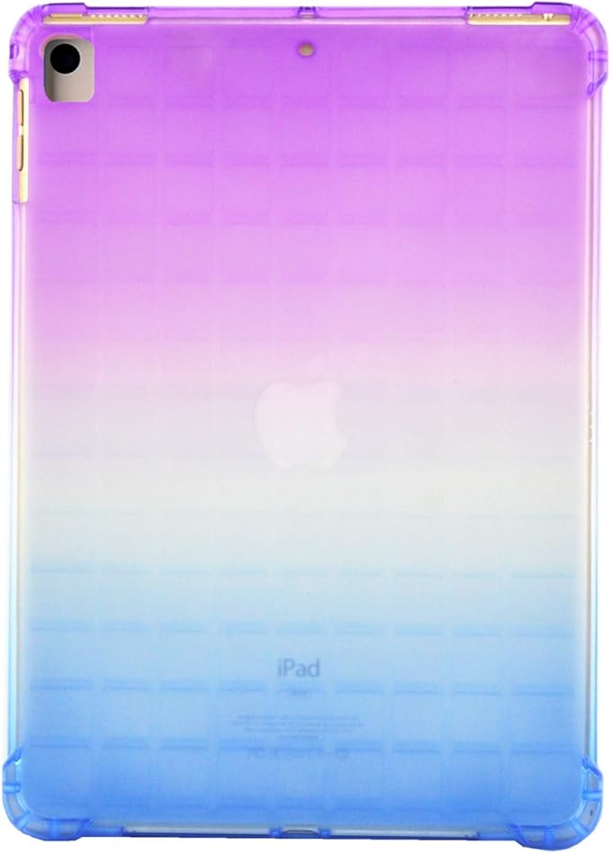 for Apple iPad 9th/8th/7th Generation Case 10.2 inch (2021/2020/2019),Slim Lightweight Translucent Clear Soft TPU Back Shockproof Cover Silicone Corner Protective Tablet Shell, Purple & Blue