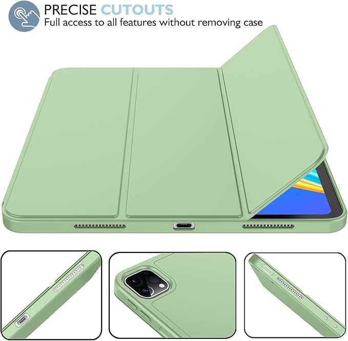 iMieet Case for iPad Pro 11 Inch (M5) 2025 /(M4) 2024 5th Gen, Trifold Stand Smart Cover with Pencil Holder and Soft TPU Back, Auto Wake/Sleep (Matcha Green)