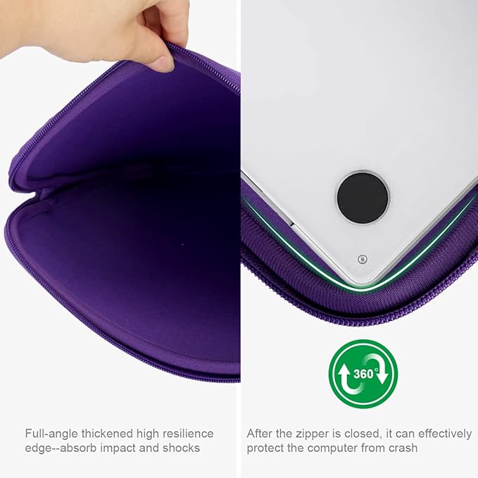 ARVOK Laptop Sleeve Ultra-Thin Case Water-Resistant Notebook Computer Pocket Tablet Briefcase Carrying Bag/Pouch Skin Cover for HP/Dell/Lenovo/Asus/Acer,Purple,15inch
