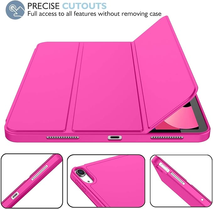 iMieet iPad Air 11 Inch Case M4/M3/M2(2026/2025/2024), iPad Air 5th/4th Generation Case 2022/2020 10.9 Inch with Pencil Holder,Trifold Stand Smart Case with Soft TPU Back(New Rose Red)