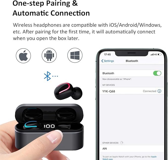 Wireless Earbuds Bluetooth 5.4, in Ear Lightweight Ear Buds with HiFi Stereo Sound & Deep Bass, Noise Cancelling Built-in Mics, 36H Playtime, IPX7 Waterproof Headphones for Sports, Android & iOS