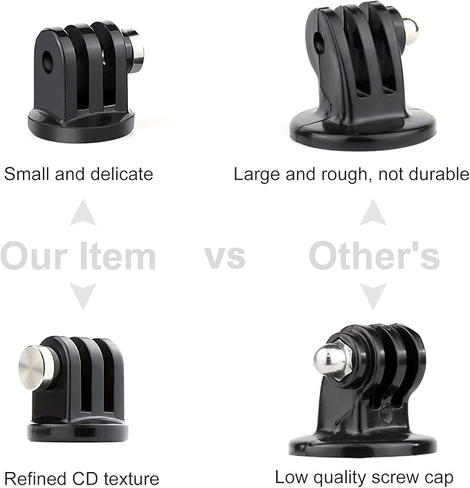 SOONSUN 3-Pack Tripod Mount Adapter for Gopro Hero 13, 12, 11, 10, 9, 8, 7, 6, 5, 4, 3+, 3, Session, Fusion, AKASO, SJCAM, DJI Osmo Action Camera - 316 Stainless Steel Screw Nut, Rustproof in Seawater