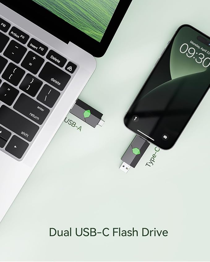 K&ZZ USB C Flash Drives 32GB 2 Pack Dual Flash Drive 2 in 1 USB 3.0 Thumb Drive Memory Stick Dustproof Sliding Housing USB Drive Photo Stick