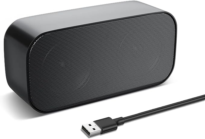 Computer Speaker for Desktop, Wired PC Speaker, Portable USB Speaker for Laptop, Plug and Play, Sound-bar for Office, Home and Gaming (Black-M)