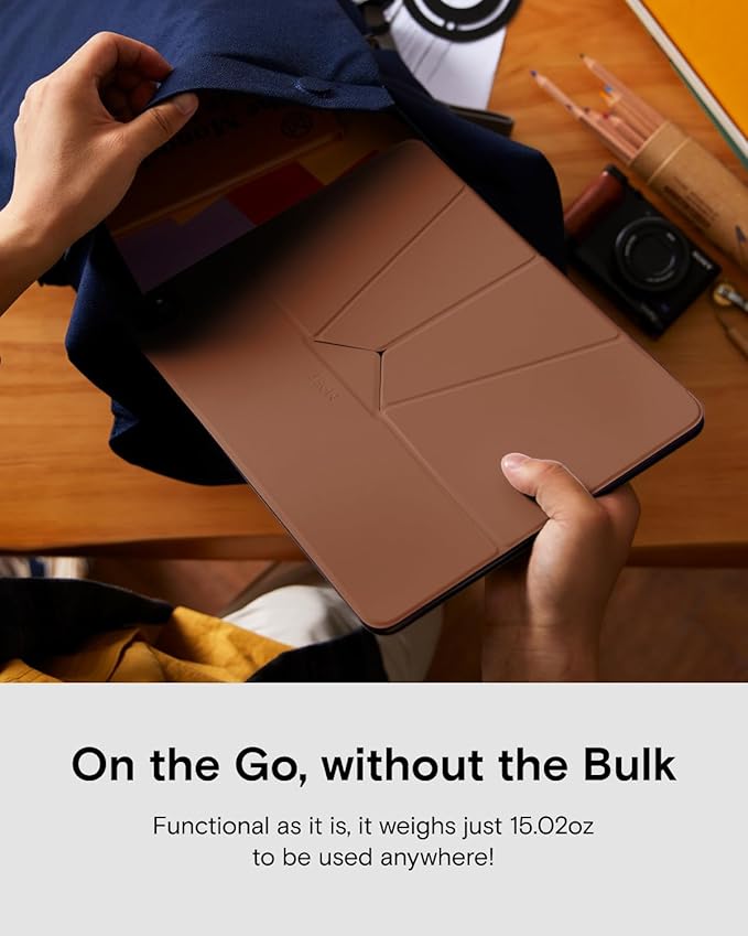 MOFT Folio Case for iPad Pro 12.9" (3~6 gen.) with Detachable Pencil Holder, Protective & Lightweight, Durable MOVAS Material and Comfortable Touch for Browsing, Drawing & Studying,Sienna Brown