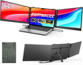 POTTMACEE 14.2’’ Triple Laptop Screen Extender, 0.17" Ultra-Slim FHD 1080P Portable Monitor for Laptop, Tri-Screen Travel Monitor Extender, Plug-Play for Windows/Mac/Chrome, Fit 13”-17.3” Laptops