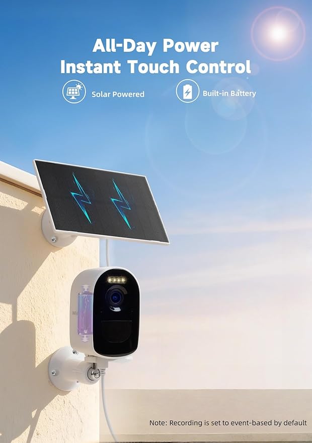 Solar Powered 4MP Wireless Outdoor Security Camera, Compatible NVR Security Camera System