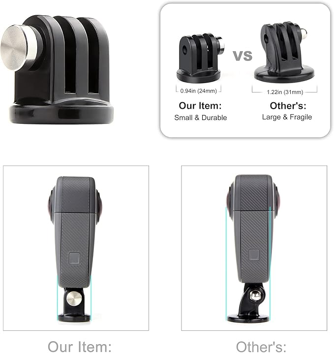 SOONSUN 3-Pack Tripod Mount Adapter for Gopro Hero 13, 12, 11, 10, 9, 8, 7, 6, 5, 4, 3+, 3, Session, Fusion, AKASO, SJCAM, DJI Osmo Action Camera - 316 Stainless Steel Screw Nut, Rustproof in Seawater