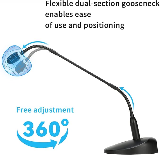 BOYA Desktop Gooseneck Condenser Microphone 18" Podium Microphones with Base LED Indicator XLR Mic for Meetings Video Conferences Streaming Lectures BY-GM18CB