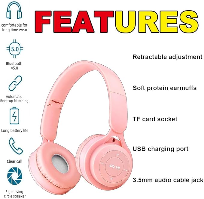 Upgraded Hybrid Noise Cancelling Headphones with Transparent Modes Wireless Bluetooth with Mic Deep Bass Soft-Earpads Hi-Fi Audio Comfortable Fit Long Playtime for Home Office Travel Over Ear Pink