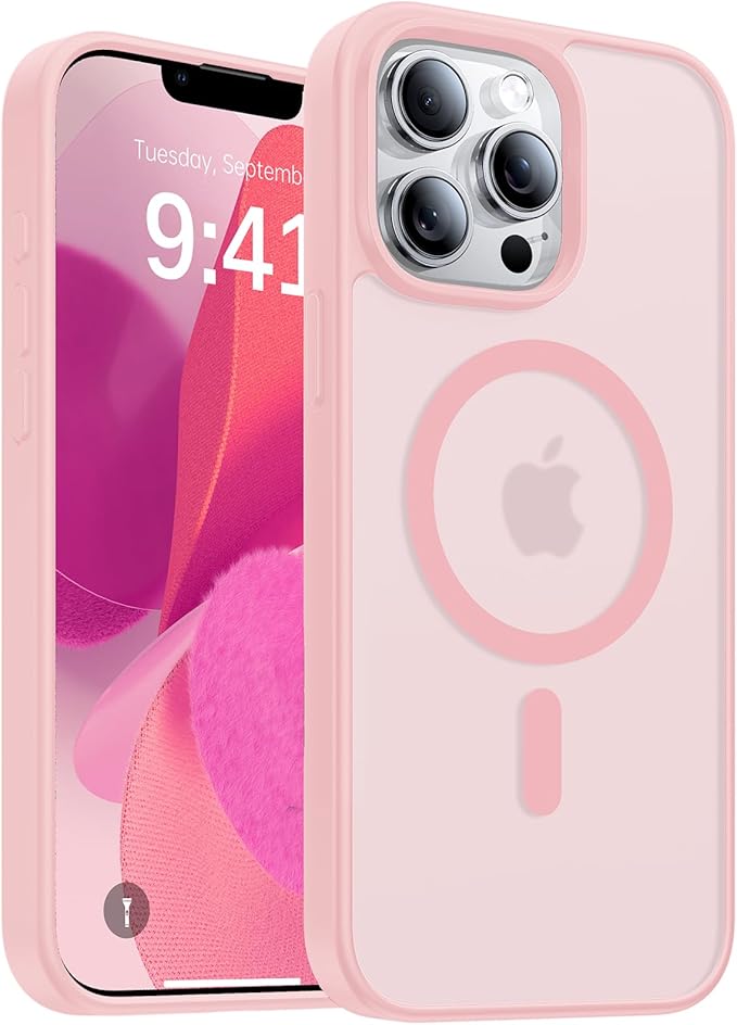 Magnetic for iPhone 12 Pro Max Case, [Compatible with MagSafe][Military-Grade Drop Protection][Anti-Yellowing] Shockproof Translucent Matte Cover for iPhone 12 Pro Max Phone Case,Pink