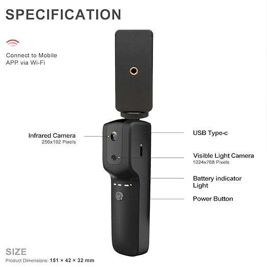 BTMETER Thermal Camera, 256x192 IR Resolution Thermal Imaging Camera with WiFi for Android & iOS, for Home/Industrial HVAC, Electrical & Automotive Inspection (-4°F to 1022°F) BT-951B