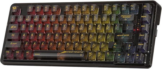 Redragon K649 PRO 78% Wireless Gasket RGB Gaming Keyboard, 3-Modes 82 Keys Full-Transparent Mechanical Keyboard w/Hot-Swap Socket, Noise Dampening Layer x 5, Translucent Custom Switch