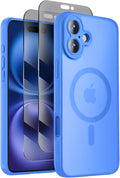 Symcele Designed for iPhone 16 Plus Case, Compatible with MagSafe, with Privacy Screen Protectors X2, [Camera Protection] [15FT Military Drop Protection] Shockproof Phone Case, 6.7", Blue