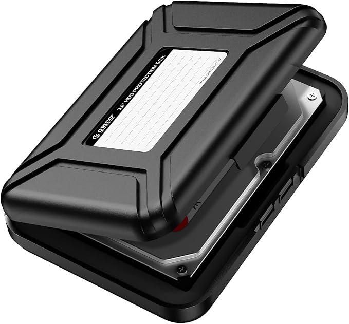 ORICO Hard Drive Case 3.5 inch HDD Storage Carrying Case Anti-Static and Shockproof External Hard Drive Portable Case, Compatible with WD, Seagate, Toshiba, Samsung, Hitachi, Crucial-PHXBK