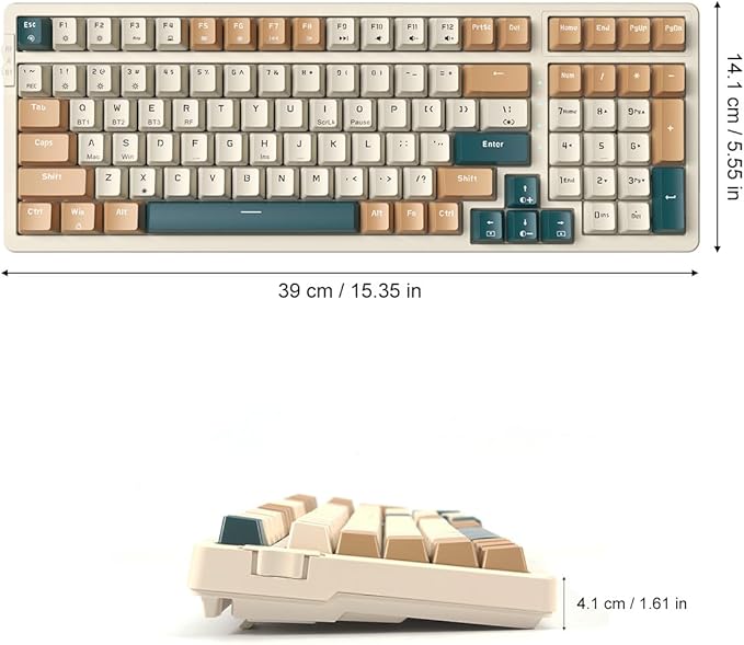 Merdia Wireless Mechanical Keyboard, Triple Mode 2.4G/USB-C/BT Gaming Keyboards 100 Keys RGB Backlit, Brown Switch Rechargeable | Brown Combo