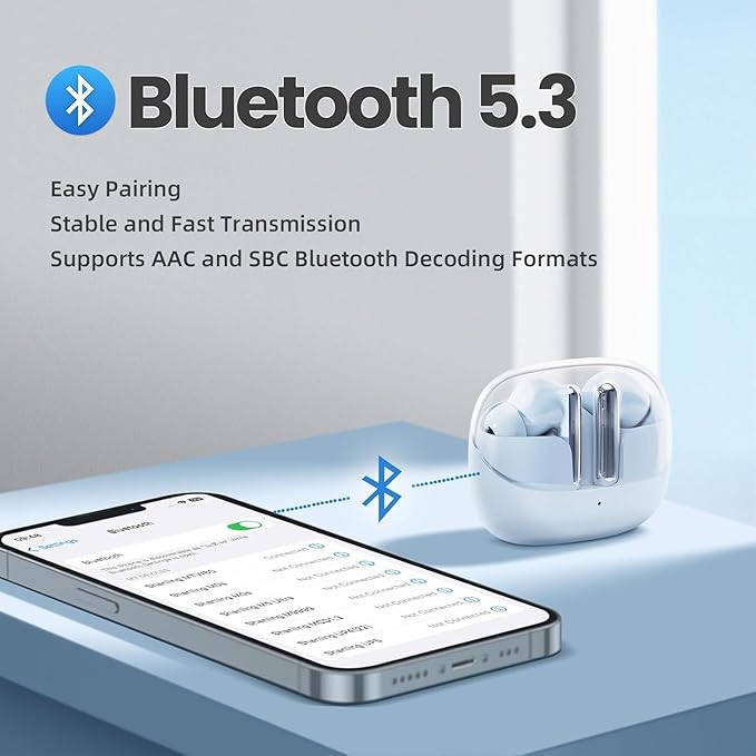 SHANLING MTW60 Wireless Earbuds Bluetooth 5.3, 34H Playtime HiFi Earbuds with Noise Cancelling Mic, 13mm Dynamic Driver, IPX4 Waterproof Sports Earphones, Type-C Charging Case Headphones - Blue
