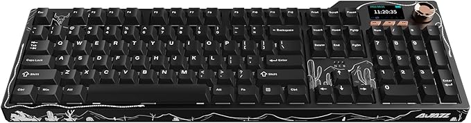 DAIDAI×AJAZZ AK35I V3 Full Size Hot Swap Mechanical Gaming Keyboard with Screen & Knob 2.4G/BT/USB-C Gasket Keyboard FR4 Plate 8000mAh Battery South Facing LED RGB(Avocado Axis)