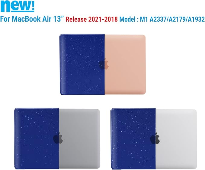 IBENZER Compatible with New MacBook Air 13 inch Case 2022 2021 2020 M1 A2337 A2179 A1932, Plastic Hard Shell Case with Keyboard Cover for Mac Retina Display with Touch ID, Star Blue, AT13-S-BL+1