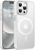 Newfuture Magnetic for iPhone 15 Pro Case [Compatible with Magsafe] [Military Grade Drop Protection] Translucent Matte Anti-Fingerprint Shockproof Phone Case for iPhone 15 Pro 6.1 inch, Frosted White