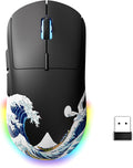 G57 Wireless Gaming Mouse, 8000 DPI, 80g, 2.4G/Bluetooth/USB-C Rechargeable Wireless Mouse with 5 Programmable Buttons for PC/Mac, Black