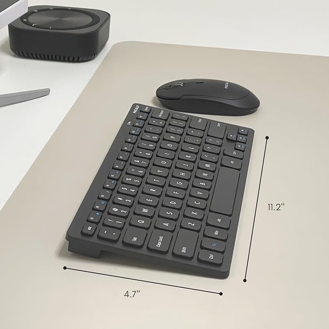 Macally Mini Compact Keyboard - Wireless Keyboards for Desktop PC, Surface, Chromebook, Notebook, Laptop Keyboard, Slim Key Board with 2.4G Wireless USB - Small Keyboard for Travel (Black)