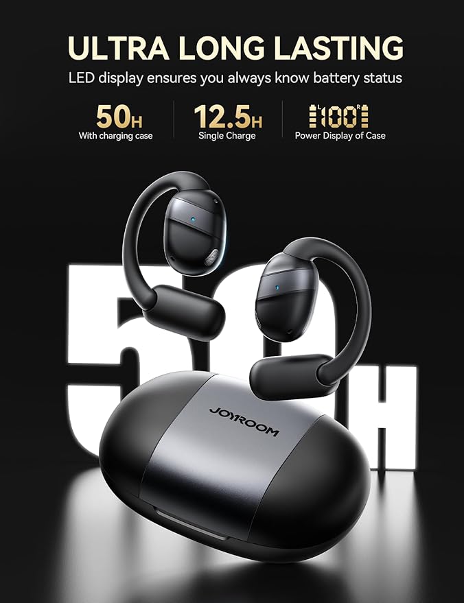 JOYROOM Open-Ear Wireless Earbuds Bluetooth 5.4 Headphones Sport IPX4 Waterproof Ear Buds for During Running/Workout Black