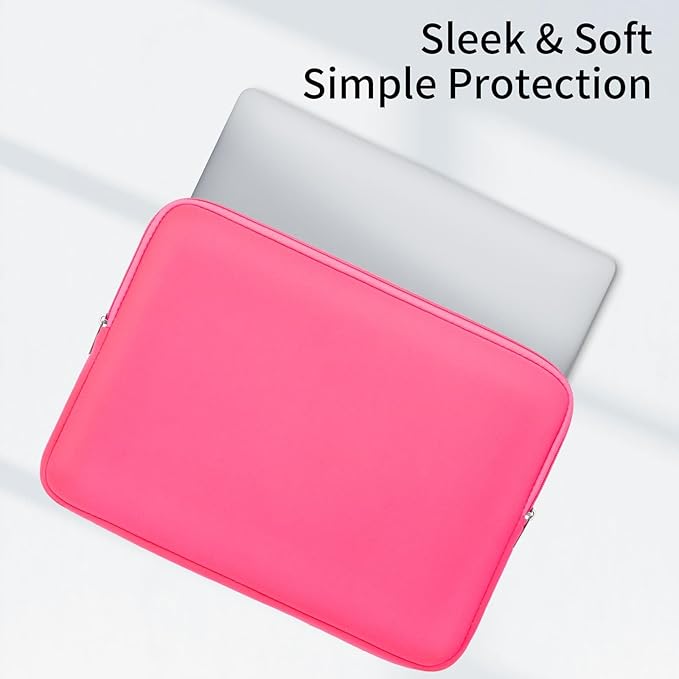 RAINYEAR 15.6 Inch Laptop Sleeve Protective Case Soft Lining Zipper Cover Padded Carrying Bag Compatible with 15.6" Notebook Computer Ultrabook Chromebook (Bright Pink, Upgraded Version)