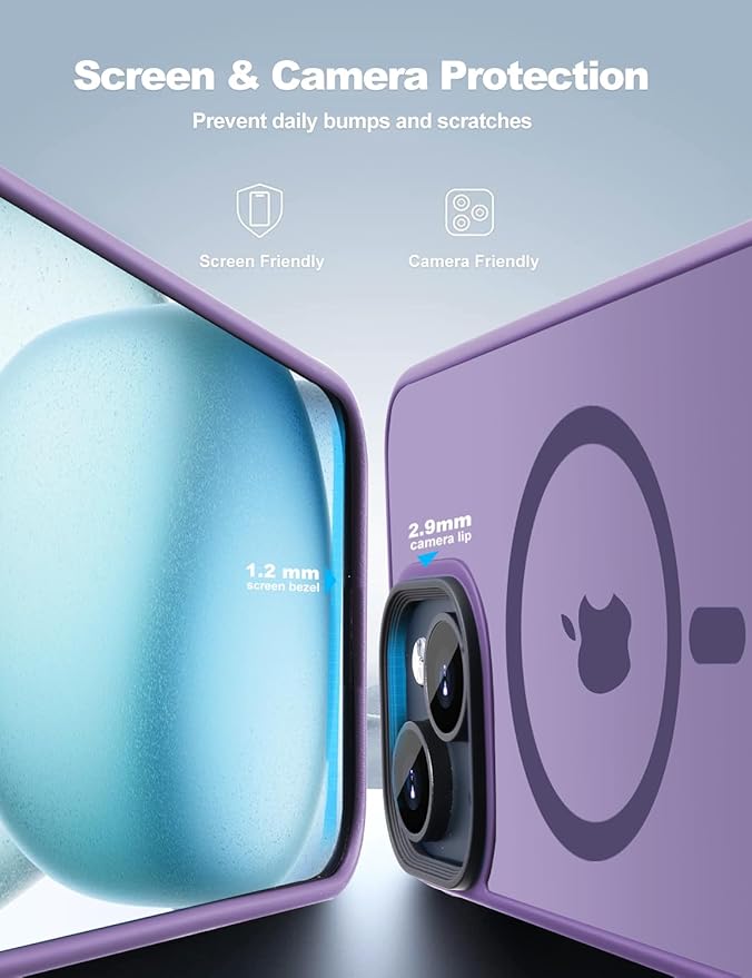 Tigowos for iPhone 15 Magnetic case Fits MagSafe 15FT Drop Resistant Anti-Yellowing Heavy Duty Shockproof Back Cover Fits iPhone 15 Phone Cases 6.1"，Deep Purple
