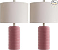 AIEAMPDO 23" Set of 2 Pink Ceramic Table Lamp for Living Room Bedroom, Modern Farmhouse Nightstand Desk Lamps for Dining Room Dresser End Table Entryway, 2 LED Bulbs Included