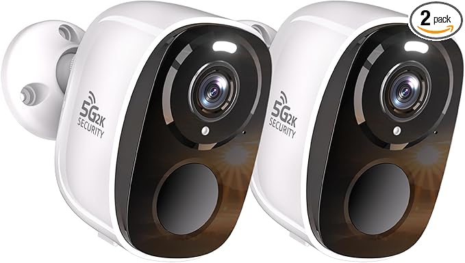 2pcs 5G/2.4G WiFi Security Cameras Wireless Outdoor,2K Home Indoor Camera with AI Detection, Siren,Wireless Cameras for Home Security with Color Night Vision, 2-Way Talk, IP65, Works/Alexa, Cloud/SD