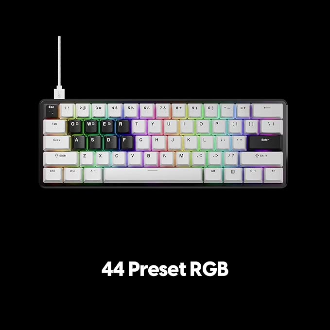 Pulsar PCMK 3 HE 60 Hall Effect Magnetic Gaming Keyboard, Rapid Trigger, Adjustable Actuation Magnetic Switch, 8k Polling, Ultra-Low Latency, RGB Lighting, Hot-Swap, Double Shot PBT Keycaps (White)
