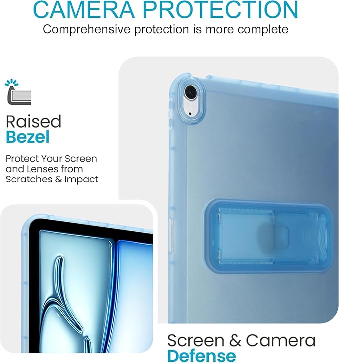 Slim Case for iPad Air 11-inch M4/M3/M2 (2026/2025/2024), Built-in Kickstand Non-Slip Shockproof Rugged Protective for Women Men, Blue