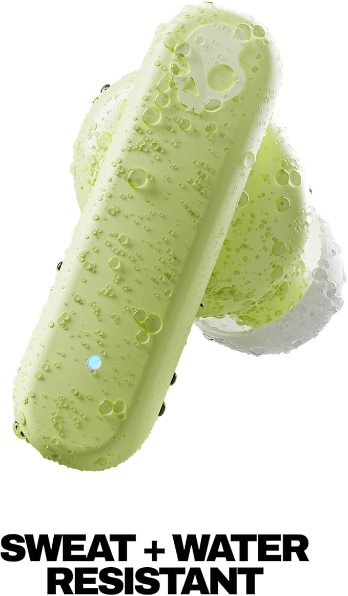 Skullcandy Smokin’ Buds Wireless Earbuds, Bluetooth Headphones, Noise Isolating Fit, Up to 20 Hours Battery, IPX4 Sweat and Water Resistant, Microphone for iPhone Android - Matcha