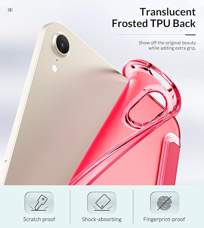 MoKo Case Fit New iPad mini 7 (A17 Pro) 2024, iPad mini 6th Generation Case 2021 (8.3-inch), iPad mini 6 Case, Soft TPU Translucent Frosted Back Cover Case for iPad mini 7th, Magenta