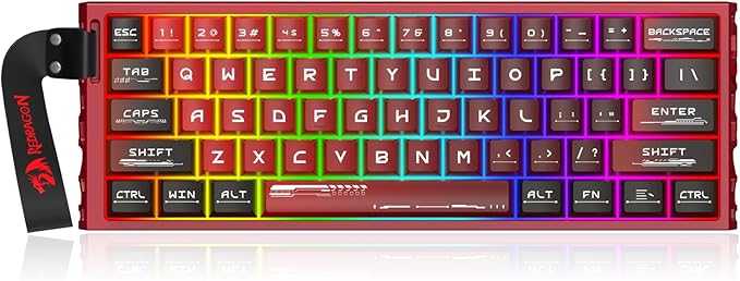Redragon K753 HE Rapid Trigger Gaming Keyboard, 60% 61 Keys Wired Mechanical Keyboard w/Hype-Red Hollowed-Out Aluminum Base, Next-Gen UltraMag 100% POM Silky Rappid Trigger Magnetic Switch