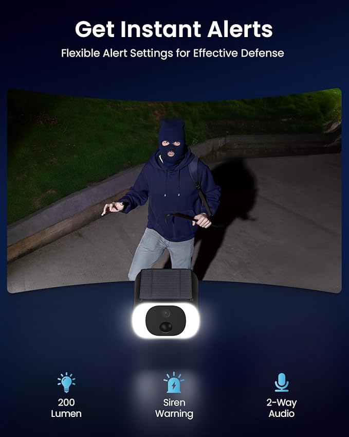 ieGeek Camera Outdoor Wireless, 2K WiFi Battery Powered Cameras for Home Security with Embedded Solar Panel, AI Motion Detection, Smart Spotlight & Alarm, Color Night Vision