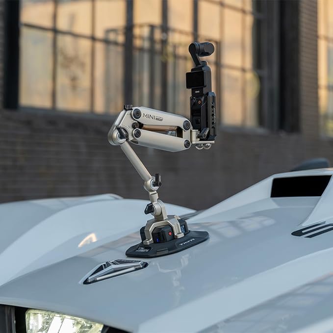 Tilta Hydra Alien Mini Electronic Suction Cup Kit - Titanium Gray | Compatible with DJI Pocket 3/4 Camera, and Other Action cams/Smartphones | Hydraulic Damping | Adjustable Arm
