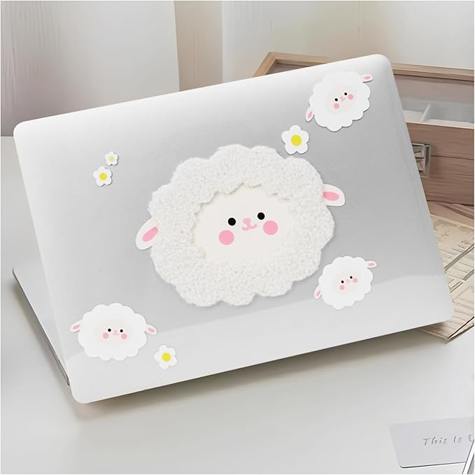 DTangLsm Compatible with MacBook Pro 13 inch Case M2 2024 2023 2022-2016 A2338 M1 A2159 A2289 A2251 A1989 A1706 A1708 Handmade Plastic Hard Shell 3D Plush Sheep Case & Keyboard Cover, Cute Sheep