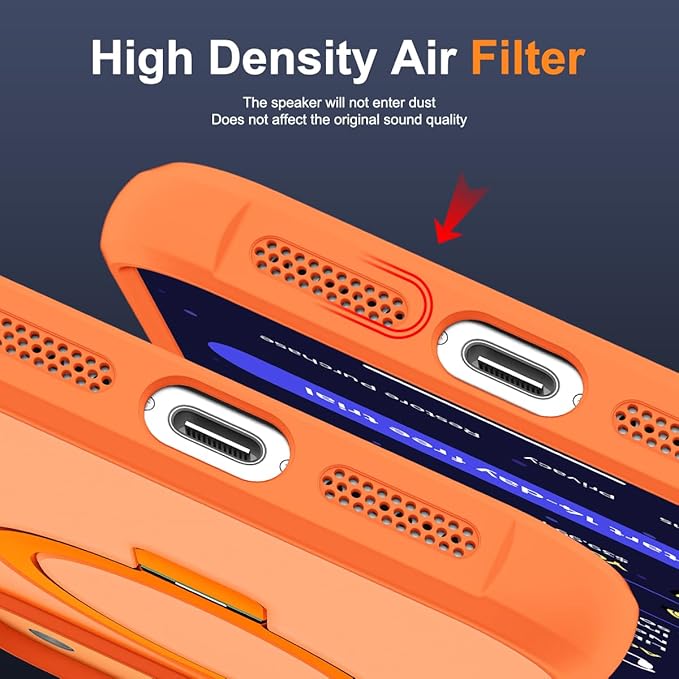 SKYLMW Compatible with iPhone 17 Pro Max Case with Invisible Magnetic O-Ring Stand Military-Grade Translucent Case for iPhone 17 ProMax 6.9" [Compatible with Mag-Safe][Great Grip Feeling],Orange