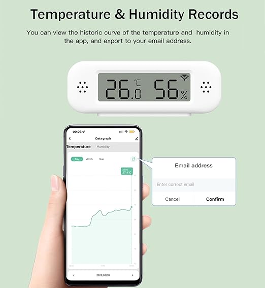 WiFi Thermometer Hygrometer: Smart Temperature Humidity Sensor, Indoor Room Temperature Monitor with App Notification Alerts & Free Data Storage Export, Digital Remote Monitor for Bedroom (2-Pack)